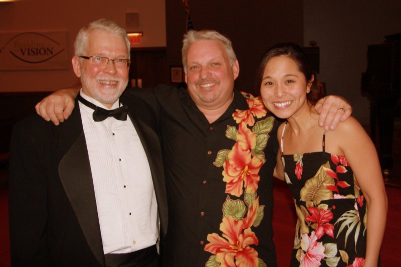 Bill Simpkins, David Burk, and Kim Sueoka after the Ames, IA Concert, February 2013