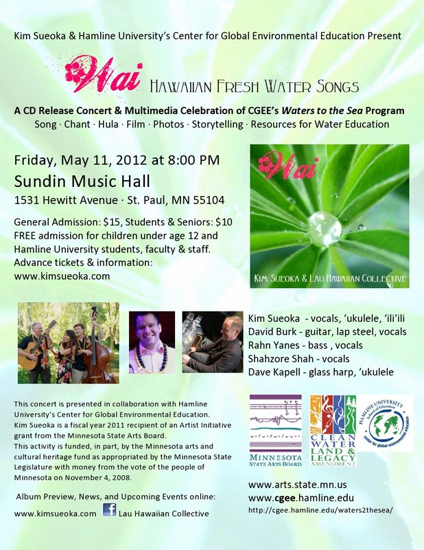 Lau Hawaiian Collective: Wai CD Release Flier, Sundin Music Hall, May 2012