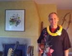 Dave models a ribbon lei made by the Aunties on Kaua'i